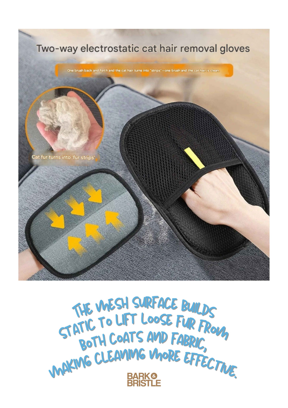 Bark & Bristle™ | Pet Hair Remover Glove — Reusable, Electrostatic Grooming Mitt for Cats & Dogs — Massage, Deshedding & Furniture Fur Control