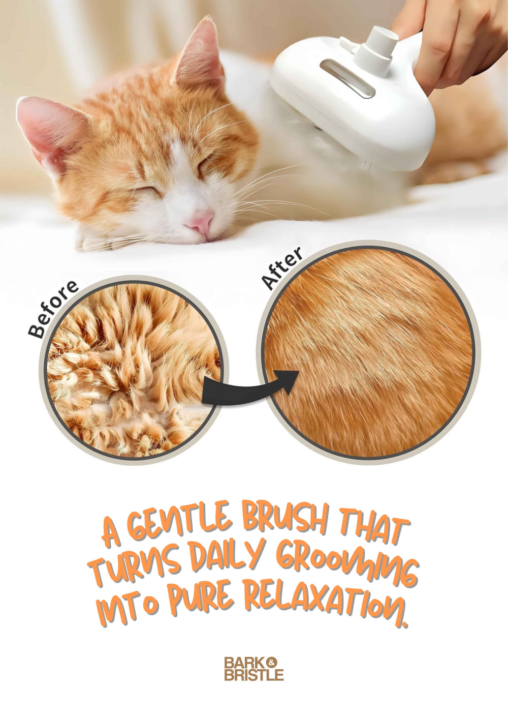 Bark & Bristle™ | Anti-Static Pet Grooming Brush – Self-Cleaning Deshedding Tool for Cats & Dogs | Soft Massage Bristles, Loose Fur Removal, Tangle Control & Smooth Coat Finish