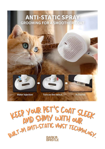 Bark & Bristle™ | Anti-Static Pet Grooming Brush – Self-Cleaning Deshedding Tool for Cats & Dogs | Soft Massage Bristles, Loose Fur Removal, Tangle Control & Smooth Coat Finish