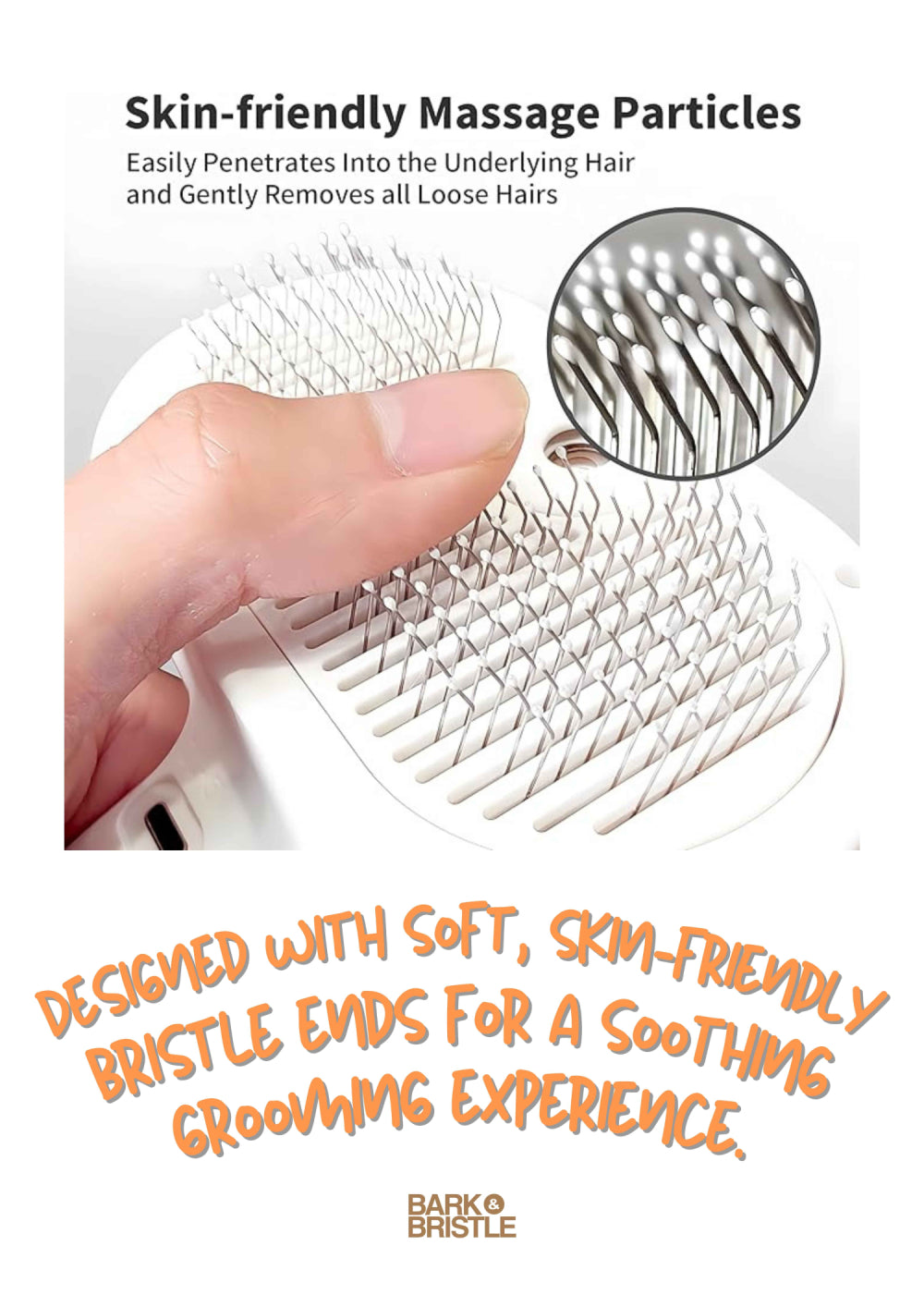 Bark & Bristle™ | Anti-Static Pet Grooming Brush – Self-Cleaning Deshedding Tool for Cats & Dogs | Soft Massage Bristles, Loose Fur Removal, Tangle Control & Smooth Coat Finish