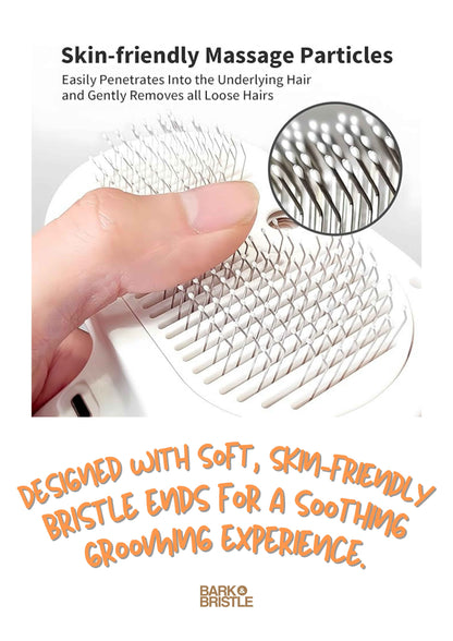 Bark & Bristle™ | Anti-Static Pet Grooming Brush – Self-Cleaning Deshedding Tool for Cats & Dogs | Soft Massage Bristles, Loose Fur Removal, Tangle Control & Smooth Coat Finish